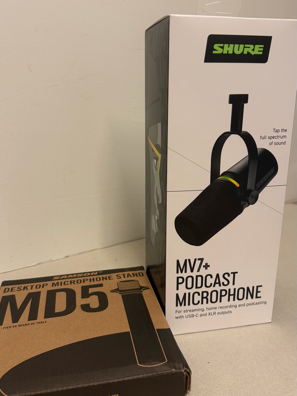 SHURE - MV7+ PODCAST MICROPHONE + Desktop Stand, NEW!